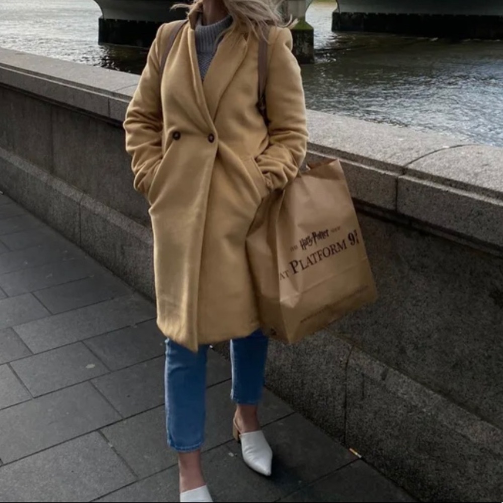 Lulus Harriet Long Double-Breasted Tan Coat